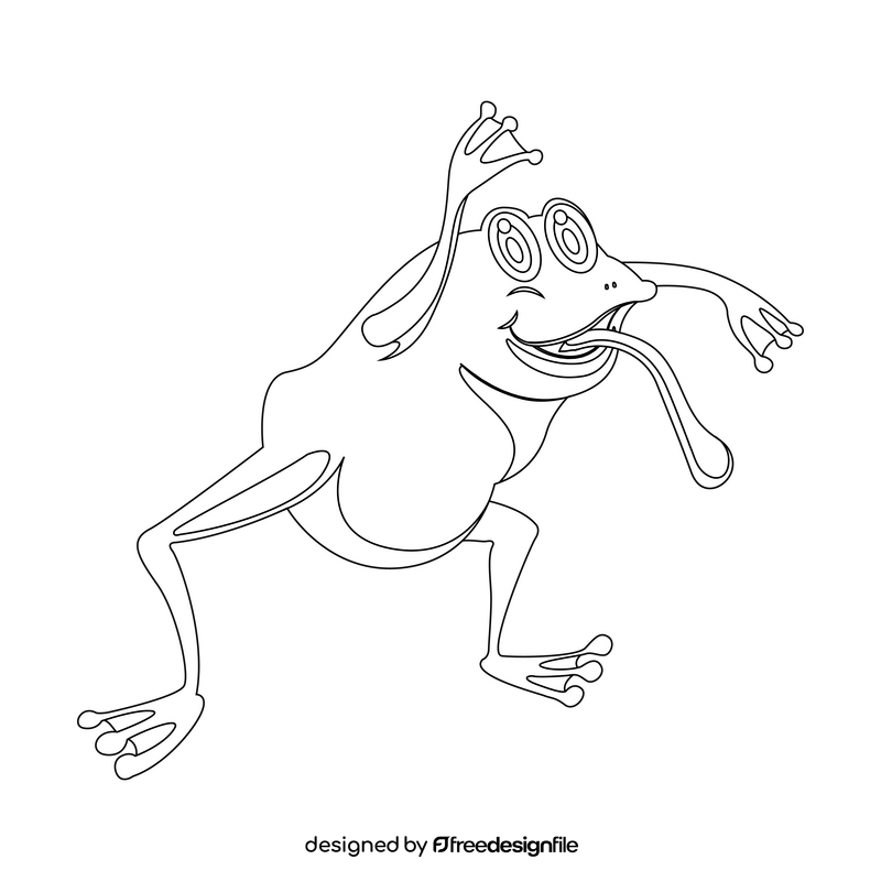 Cartoon frog black and white clipart
