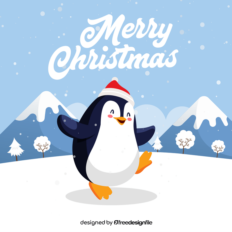 Merry christmas, cute penguin vector