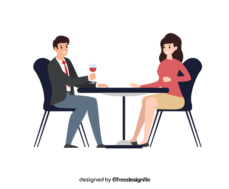 Man and woman sitting at restaurant clipart