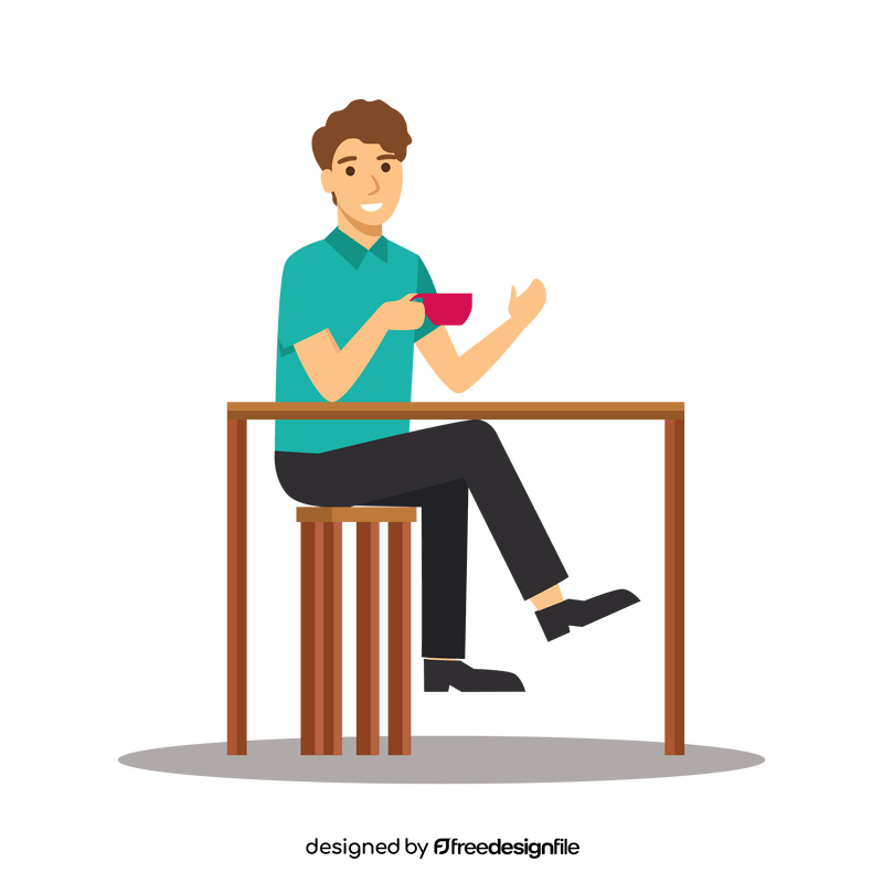 Man sitting cafe clipart