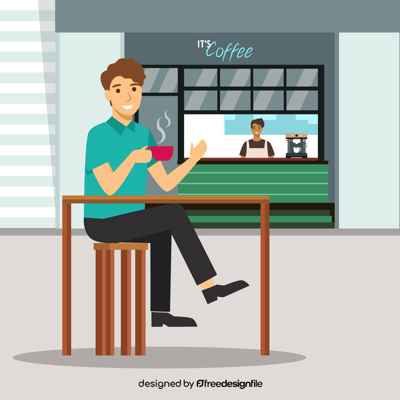 Man sitting cafe vector