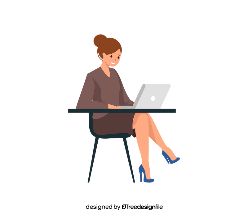 Girl sitting with laptop clipart
