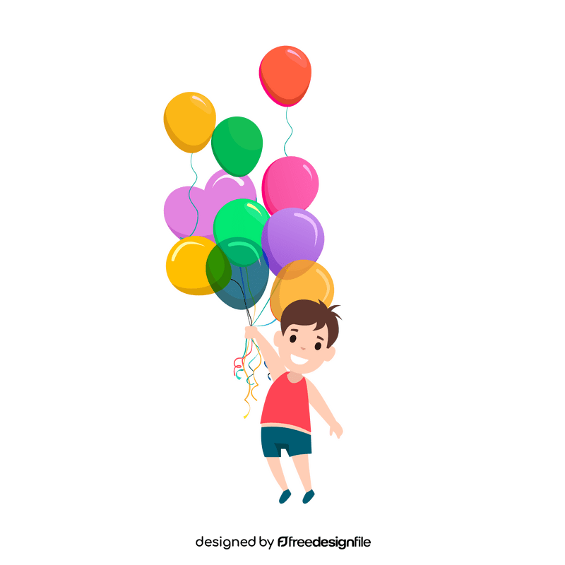 Child boy with balloons clipart