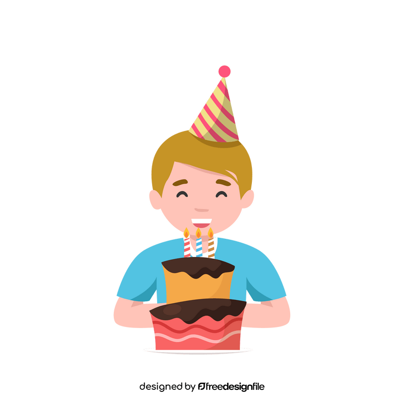 Birthday boy with cake clipart