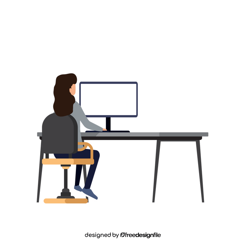 Girl with computer clipart