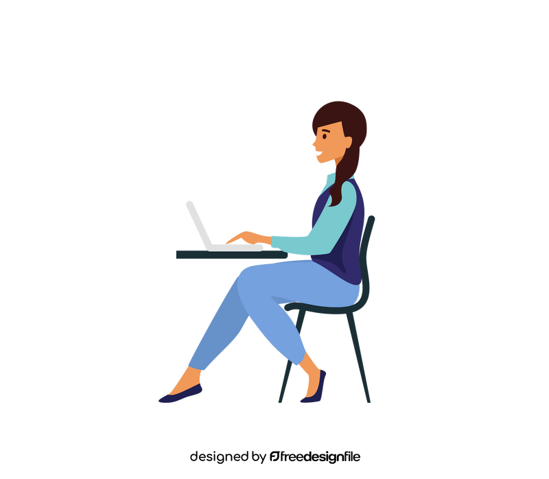 Girl with laptop clipart