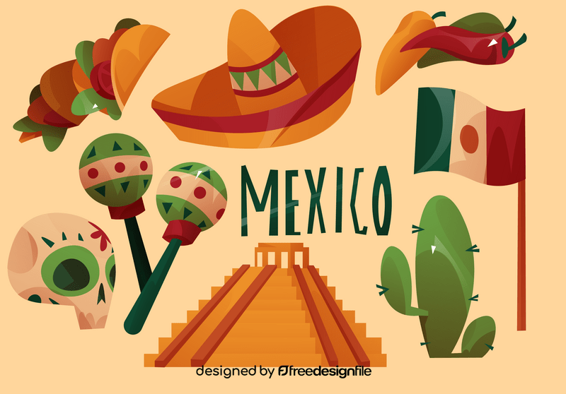 Mexico icon set vector