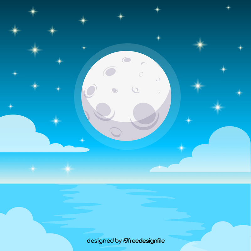 Sea and full moon scene vector