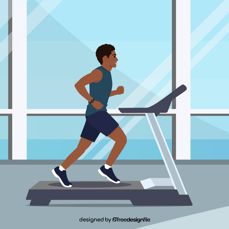 Man running on treadmill vector