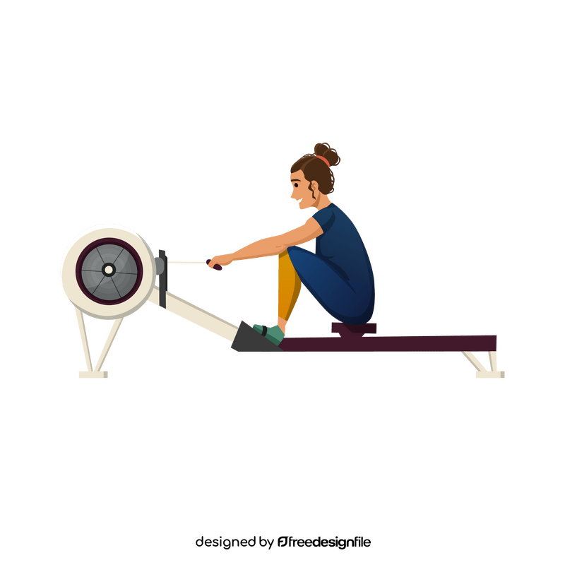 Gym woman rowing machine clipart
