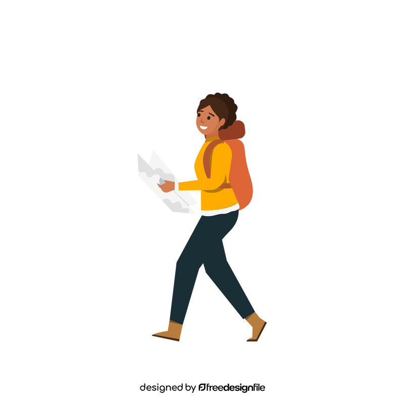 Girl holding map clipart