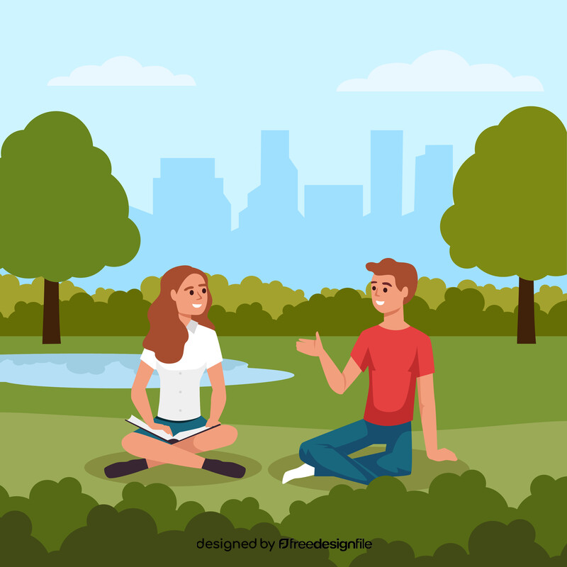 Couple studying at park vector