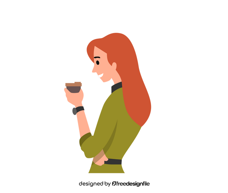 Woman holding a coffee clipart