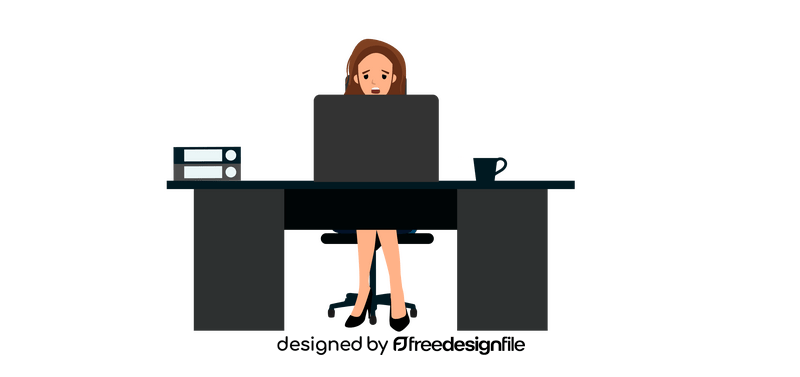 Woman tired working clipart