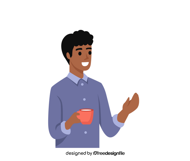 Man holding coffee talking clipart