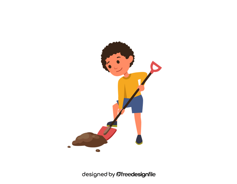 Boy digging clipart