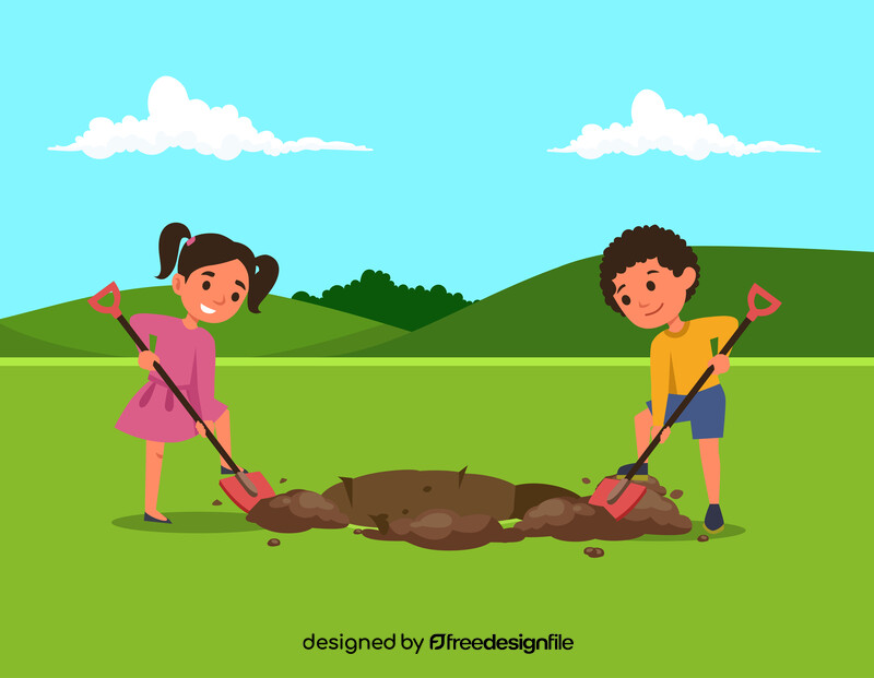 Kids looking for a treasure vector