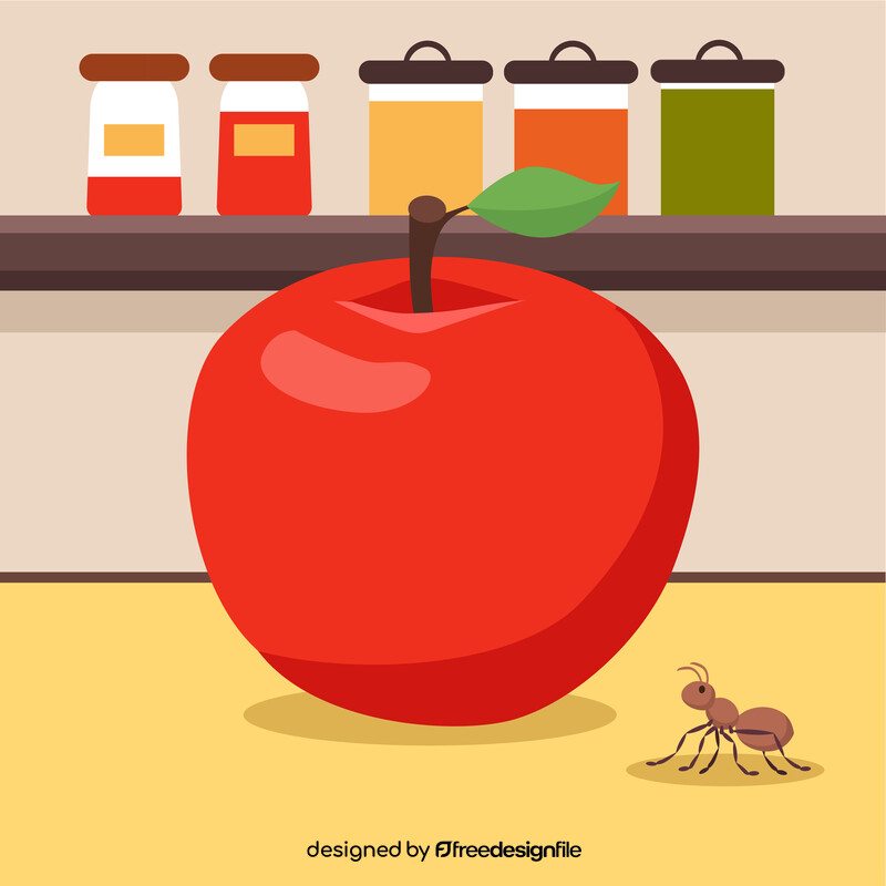 Ant and apple vector