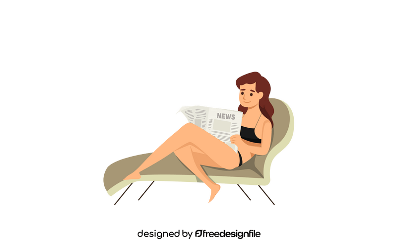 Woman reading news clipart