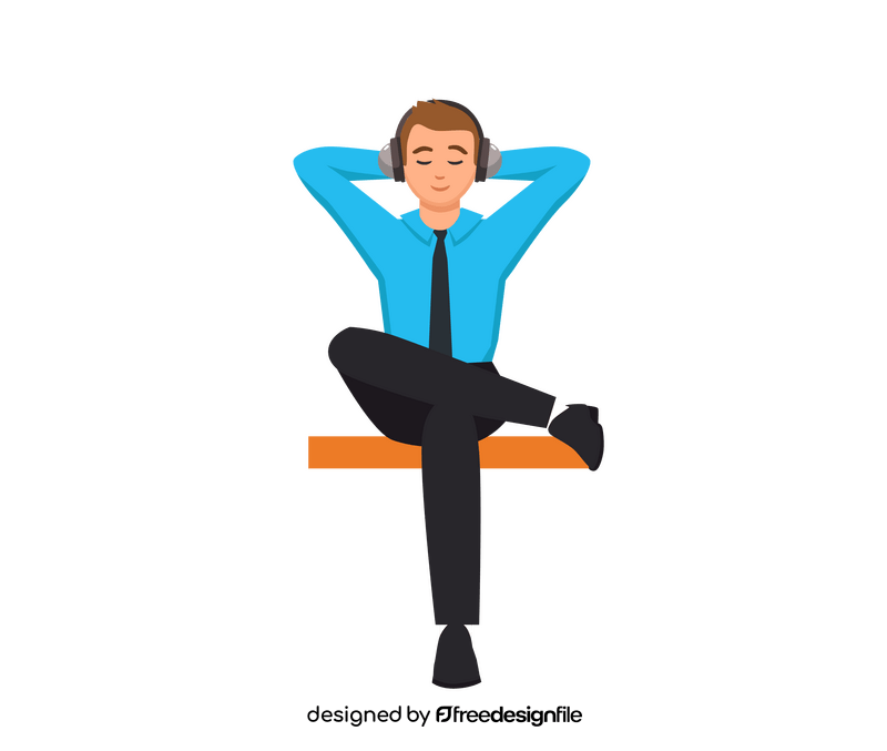 Man relax with headset clipart