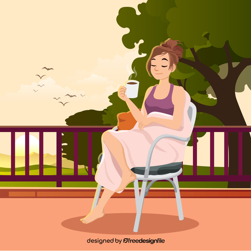 Beautiful girl sitting in chair on a balcony vector