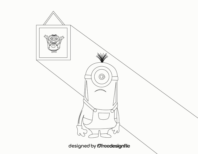 Kevin minion drawing black and white vector