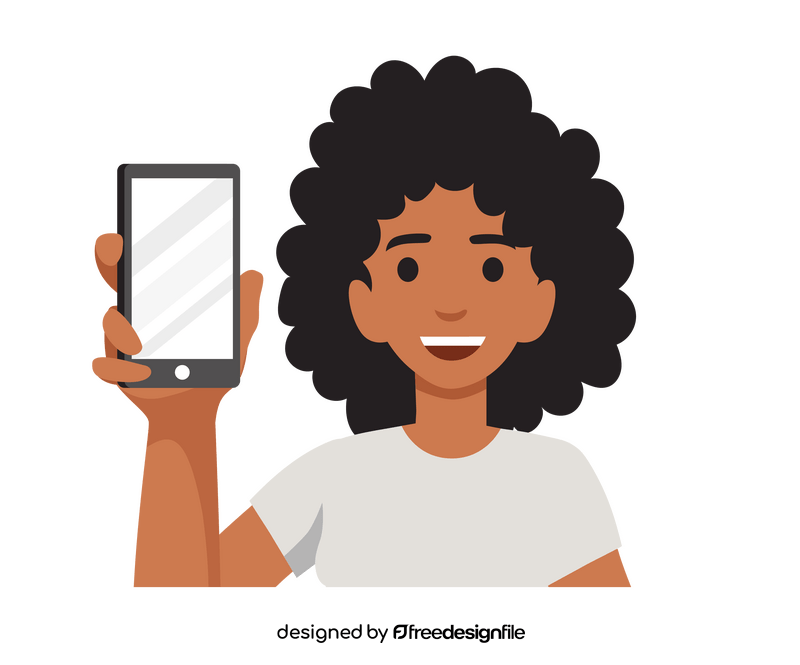 Woman showing phone clipart