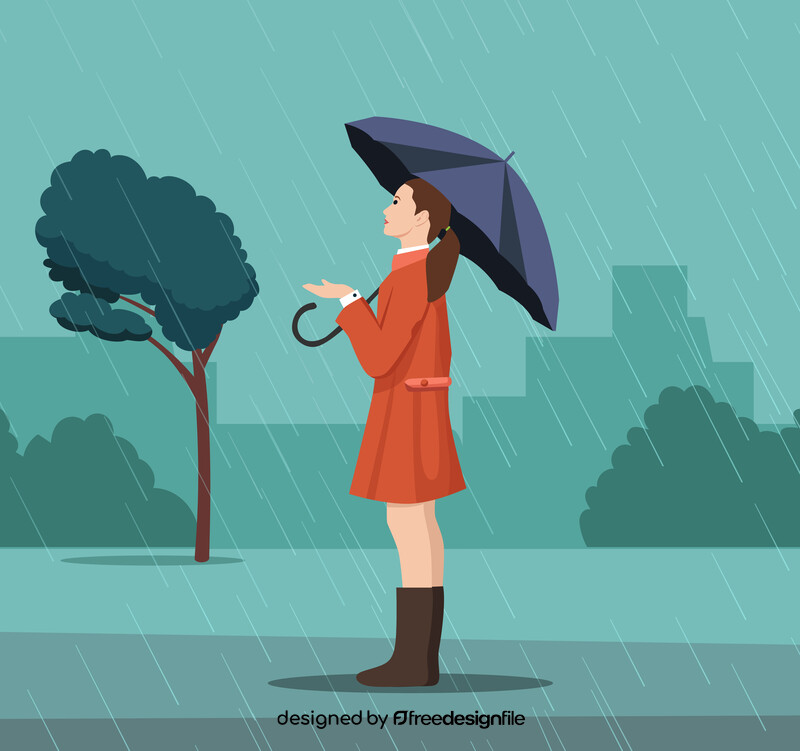 Woman under the rain vector