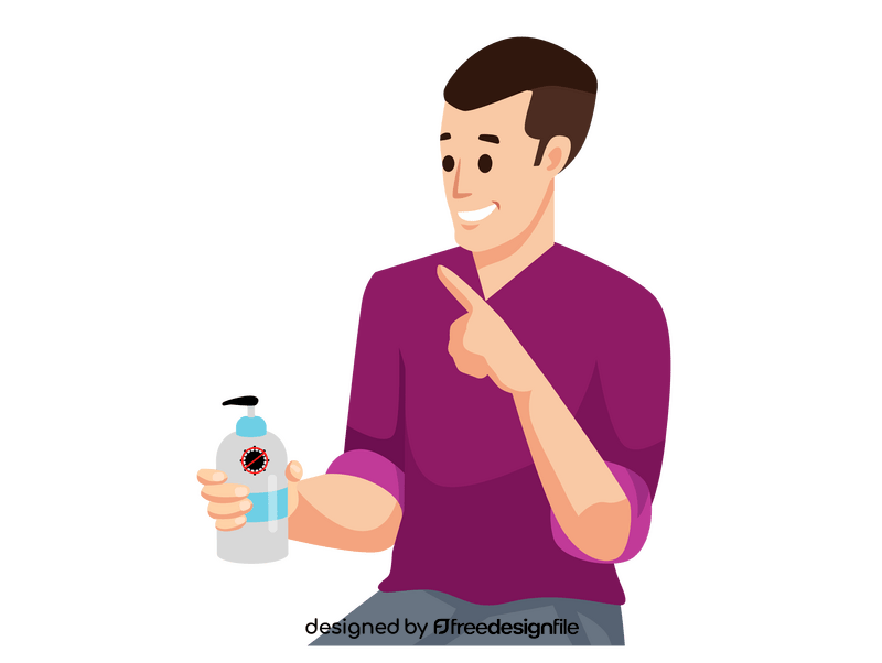 Man holding sanitizer clipart