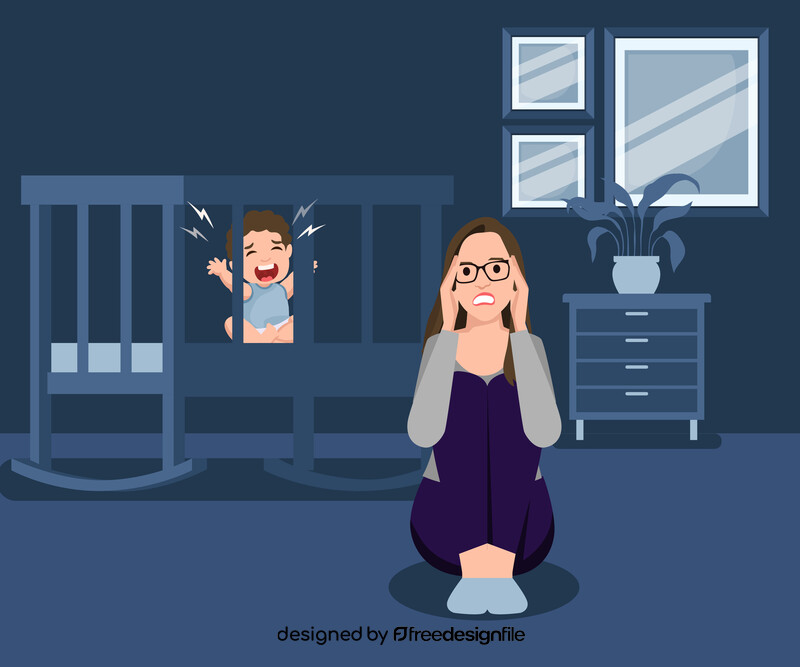 Stressed mother with crying child vector