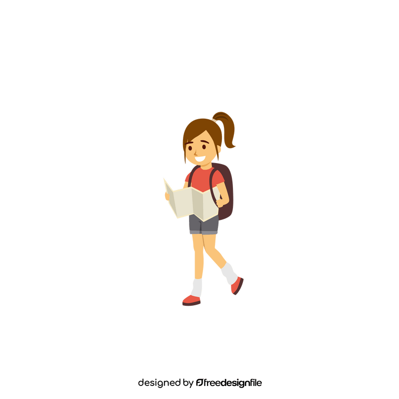 School girl with map clipart