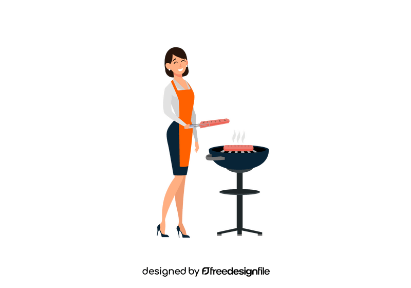Woman barbecue clipart