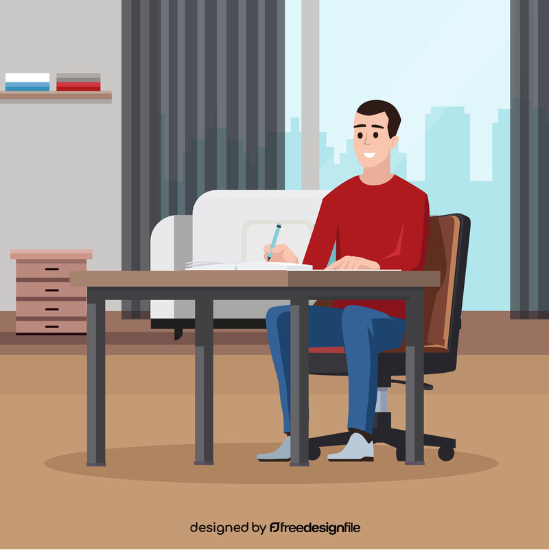 Man work from home vector