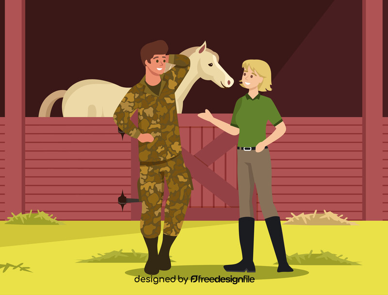 Soldier with his girlfriend illustration vector