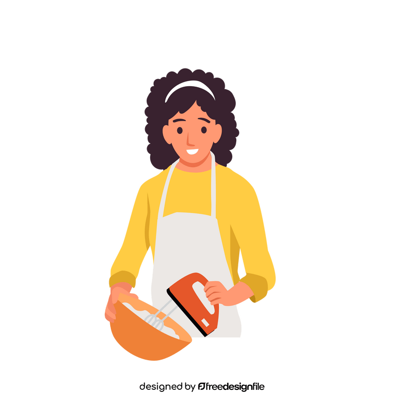 Cooking woman with mixer clipart