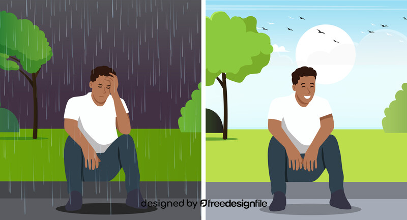 Man with different mood vector
