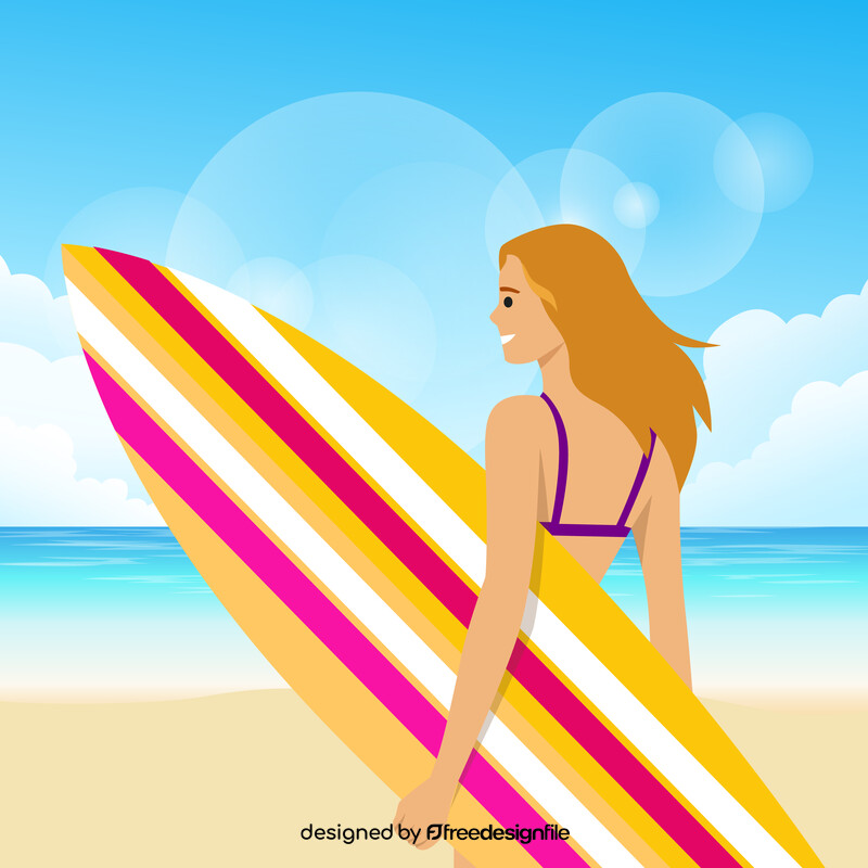 Girl surfing illustration vector