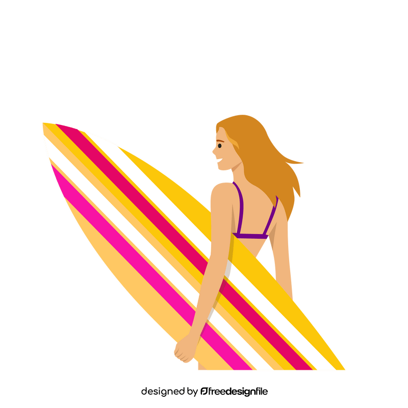 Woman surfing clipart