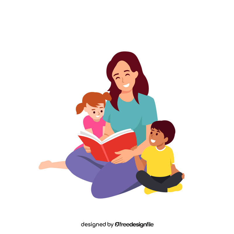Family reading book clipart