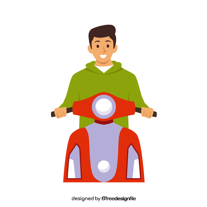 Boy riding a scooter clipart