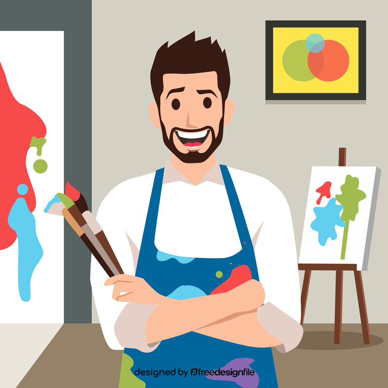 Artist man painting illustration vector
