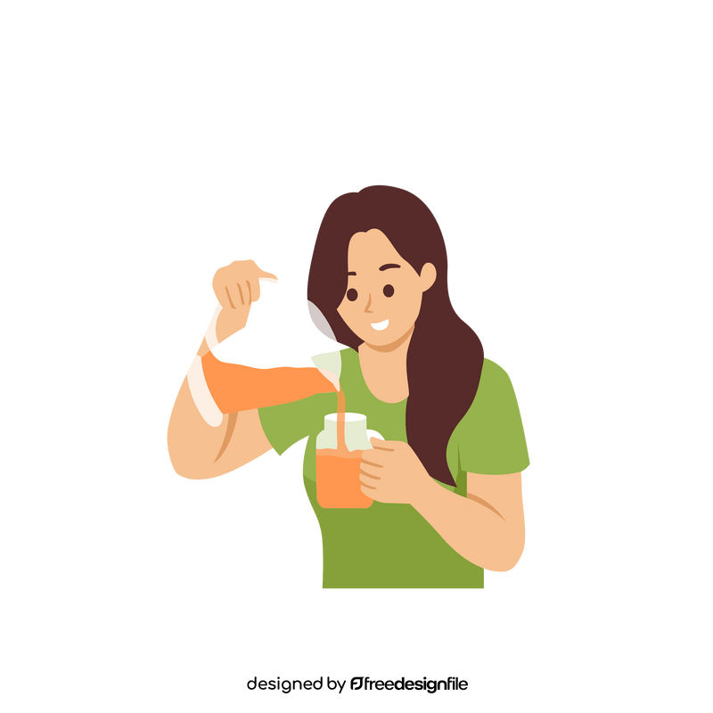 Woman drinking juice clipart