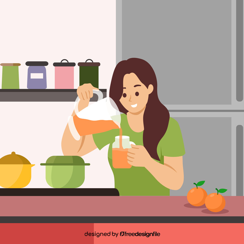 Woman with healthy drink illustration vector
