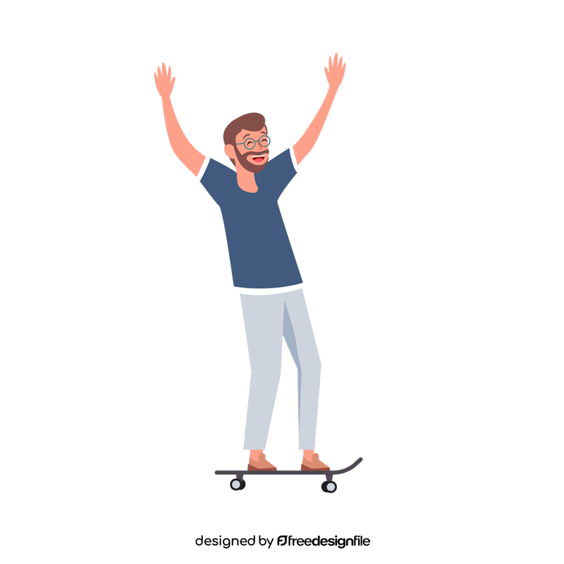 Happy man on skate clipart