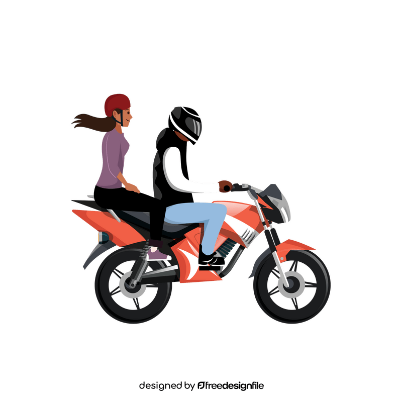 Couple riding motorcycle clipart