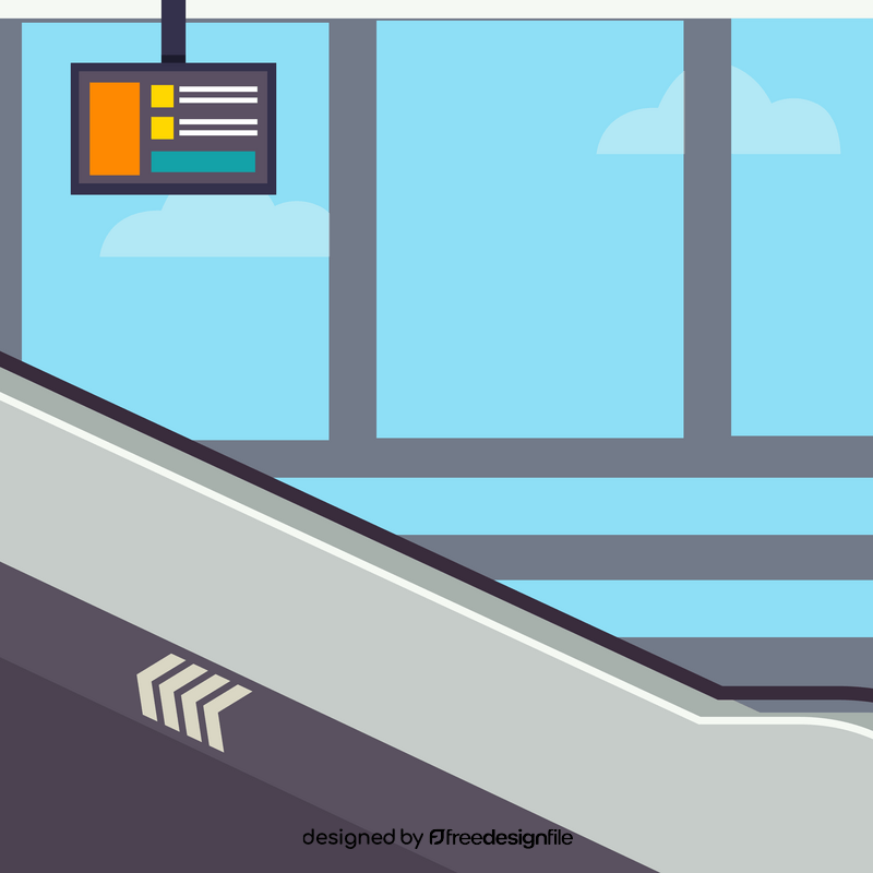 Airport escalator illustration vector