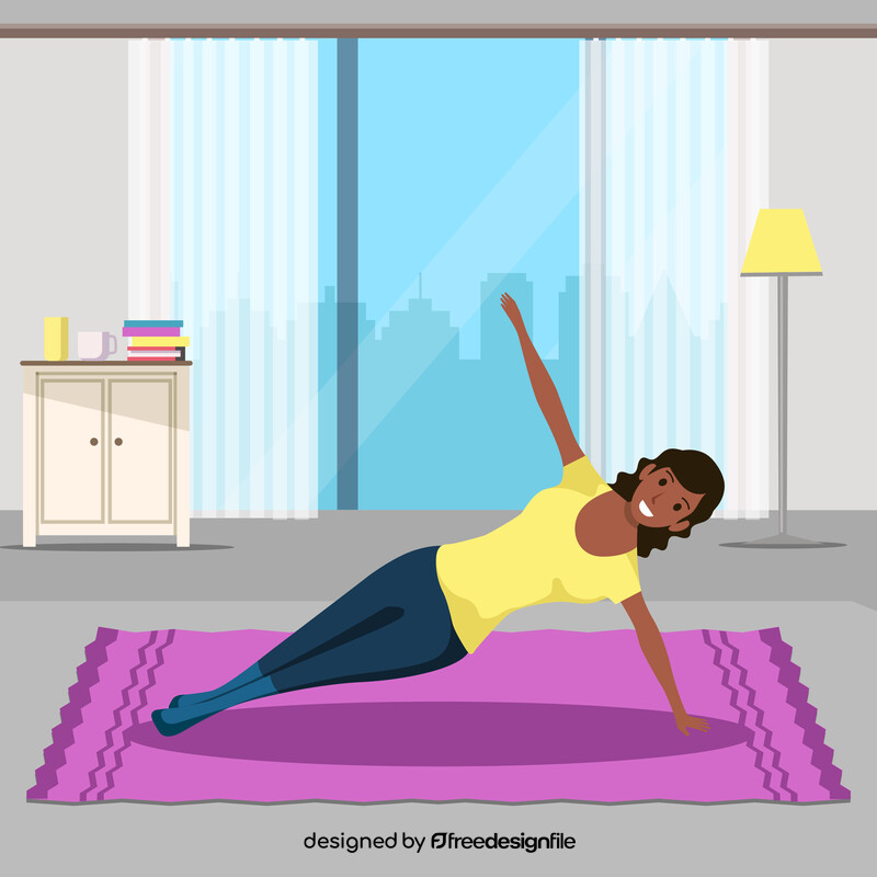 Athletic woman exercising at home illustration vector