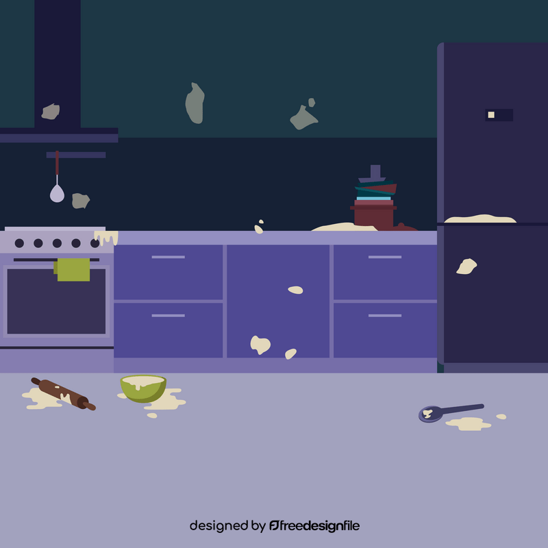 Messy kitchen illustration vector