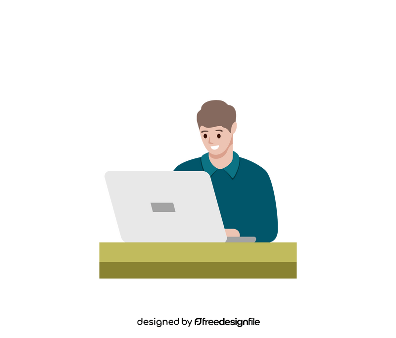 Man working on laptop clipart