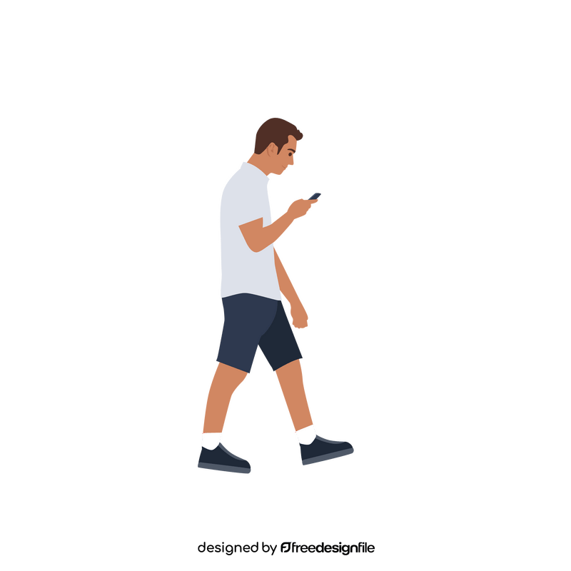Walking man with phone clipart